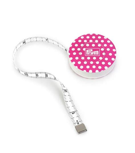 Prym Love Spring Tape Measure 60"/150 cm Pink with White Polka Dots